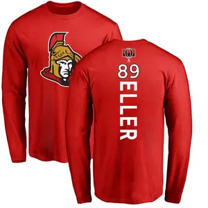 Men's Lars Eller Ottawa Senators Backer Long Sleeve T-Shirt - Red