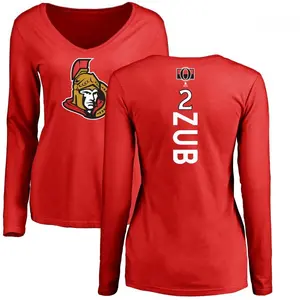 Women's Artem Zub Ottawa Senators Backer Long Sleeve T-Shirt - Red
