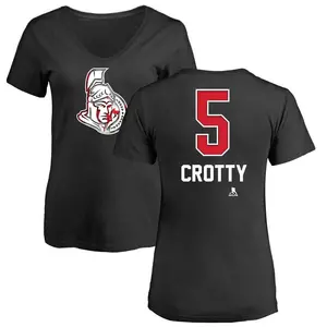 Women's Cameron Crotty Ottawa Senators Name and Number Banner Wave V-Neck T-Shirt - Black