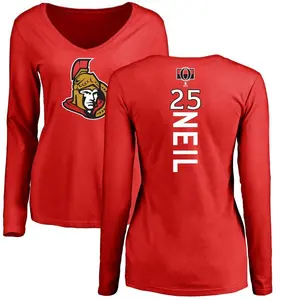 Women's Chris Neil Ottawa Senators Backer Long Sleeve T-Shirt - Red