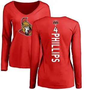 Women's Chris Phillips Ottawa Senators Backer Long Sleeve T-Shirt - Red