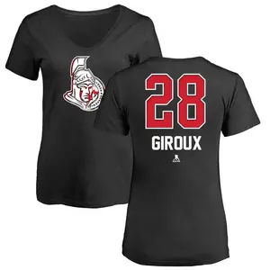 Women's Claude Giroux Ottawa Senators Name and Number Banner Wave V-Neck T-Shirt - Black