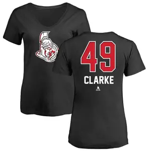 Women's Graeme Clarke Ottawa Senators Name and Number Banner Wave V-Neck T-Shirt - Black