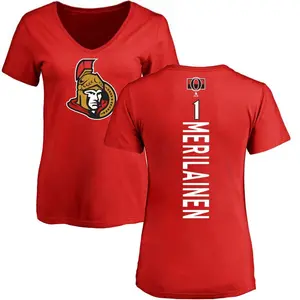 Women's Leevi Merilainen Ottawa Senators Backer T-Shirt - Red