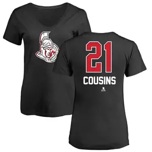 Women's Nick Cousins Ottawa Senators Name and Number Banner Wave V-Neck T-Shirt - Black