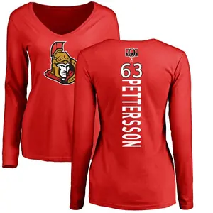 Women's Oskar Pettersson Ottawa Senators Backer Long Sleeve T-Shirt - Red