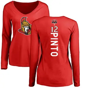 Women's Shane Pinto Ottawa Senators Backer Long Sleeve T-Shirt - Red